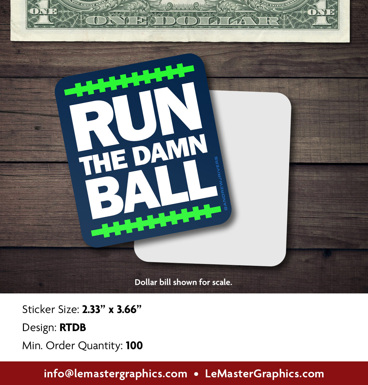 Run the Damn Ball - Seattle Seahawks Sticker